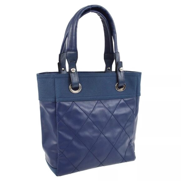 Auth Chanel Blue Coated Canvas Paris-Biarritz Tote PM Handbag - Picture 10 of 15